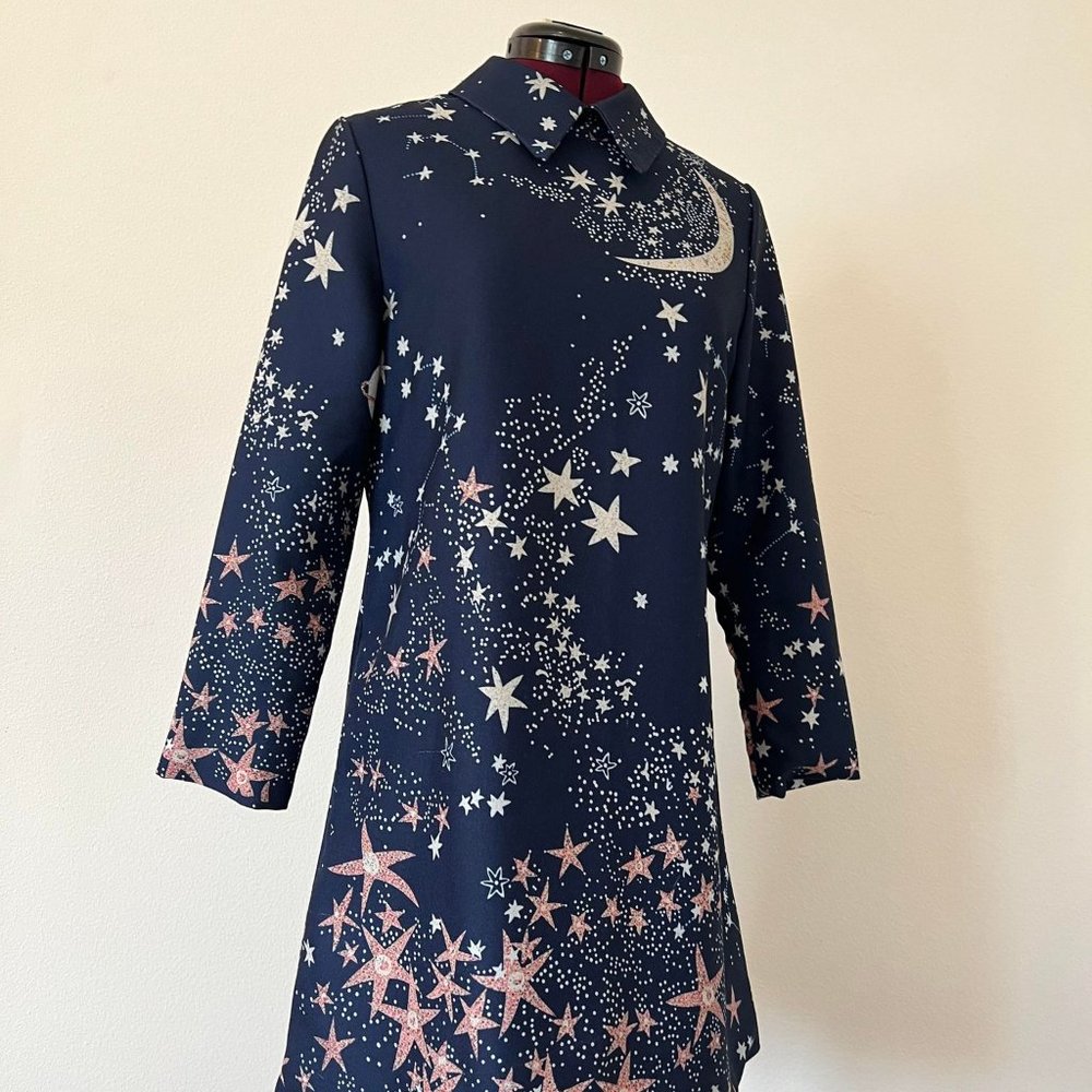 Star print vintage-style A-line shift dress SZ M